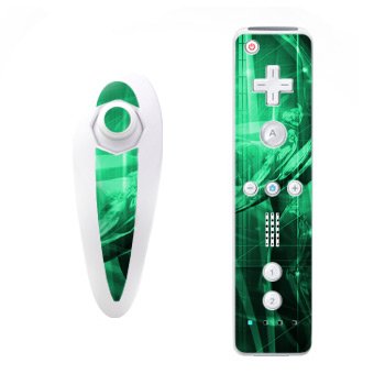 Ghost in the Game (Green) Design Nintendo Wii Nunchuk + Remote Controller Protector Skin Decal Sticker