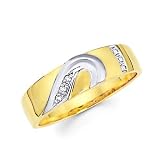.05ct Diamond 14k Gold Mens Half Heart Matching Wedding Ring Band (G-H Color, SI2 Clarity)