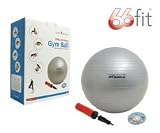 66FIT GYM BALL WITH PUMP & DVD - SILVER - 65CM