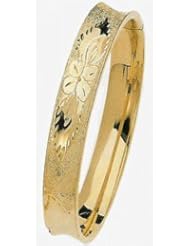 10mm Lazer Hollow Gold Bangle Bracelet