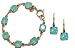 Catherine Popesco 14K Antique Gold Set of Link Bracelet and Dangle Earrings with Pacific Opal Swarovski Crystals
