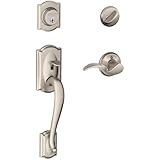 Schlage F60 V CAM 619 AVA 12-322 10-115 134 S KD C 48-180 2 N SL Camelot Handleset, Keyed 1 Side with Avanti Lever, Satin Nickel