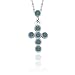 10k White Gold Blue Diamond Cross Pendant (1/8 cttw), 18