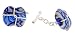Handmade limited edition sterling silver cufflinks with blue and cream lampwork beads