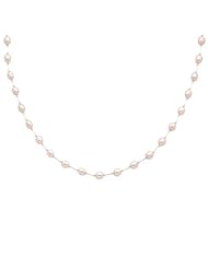 Pink Cultured Pearl and Silver Accented Necklace