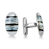 Sterling Silver and Mother-of-Pearl Oval Cuff Links.