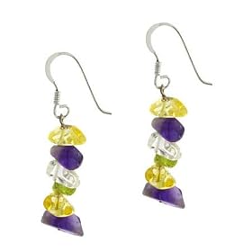 Genuine Amethyst Peridot Citrine Crystal Chip Earrings by SilverSpeck.com