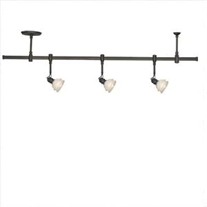 Trenton Track Lighting Kit in Antique Bronze with Dusted Ivory Shades by Sea Gull Lighting