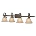 Golden Lighting 2488-BA4 FI Rockefeller Four Light Vanity, Forged Iron Finish
