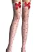 Plus Size Queen Sheer White Thigh High Stockings with Red Hearts and Satin Bows