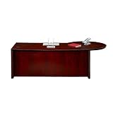 Left Hand PShaped Bowfront Desk Mahogany Finish on Walnut Veneer
