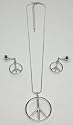 Beautiful Rhinestone Peace Sign Necklace / Earrings Set