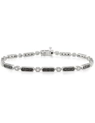 Silver Bracelet I3;I4 HIJ Round Accent Diamond Black 1ct TDW Length (inches): 7