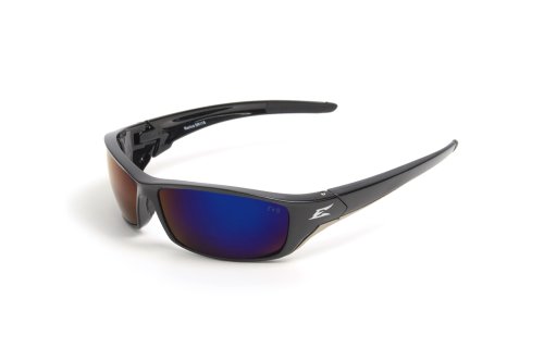 Edge Eyewear TSRAP218 Reclus Safety Glasses, Black with Polarized Aqua Precision Blue Mirror Lens On Sale