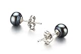 PearlsOnly Black 6-7mm AA Freshwater Pearl Earring Set