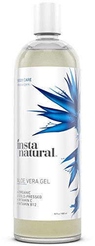 InstaNatural Aloe Vera Gel - Best Pure, Organic & Cold-Pressed Moisturizer for Face & Hair - Great for Dry, Damaged & Aging Skin - Works on Sunburns, Acne, Razor Bumps & Insect Bites - 16 OZ