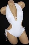Sexy Trendy Swimwear 2008 Hottest Style Monokini 1 One Piece Solid White Tie Side Swimsuit