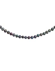 Sterling Silver 16in 5-6mm Black Freshwater Cultured Pearl Necklace.