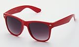 80's Classic Blue Brothers Wayfarer Styles Vintage Retro Solid Neon Color Sunglasses in Red
