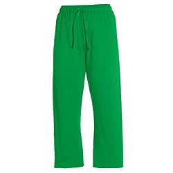 Kelly Green Unisex Lightweight Fleece warmup tie cord cotton pants for lounging, sleep, sports. Unisex relaxed fit,