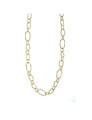 18K Yellow Gold Textured Links Necklace 16 Inch