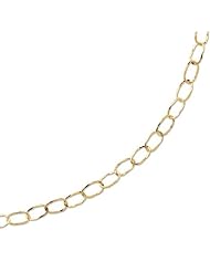 38" 14K Yellow Gold 10.0mm (3/8") Polished Hammered Flat Open Oval Shape Long Link Fancy Necklace w/ Lobster Clasp