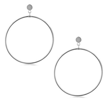 14K White Gold Large Circle Earrings