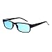 Black Rectangle Frame Blue Lens Sunglasses Spring Hinge