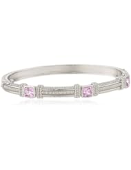 Judith Ripka "Giftables" 3 Cushion Stones Pink Sapphire Bangle Bracelet