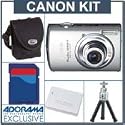 Canon Powershot SD870-IS Silver Camera Kit with 1GB SD Memory Card, Spare NB-5L Type Lithium-ion Battery, Camera Case, Table Top Tripod