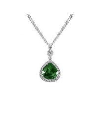 2.29Ct Pear Shaped Emerald & Diamond Pendant 14K Gold