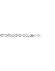 Silver with Non-Rhodium Finish 5.3mm wide Shiny Diamond Cut Flat Mariner Chain with Lobster Clasp