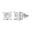Sterling Silver 5mm Square CZ Basket Stud Earrings