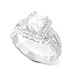 Sterling Silver Rhodium Engagement Ring with Clear CZ - Size: 6-9