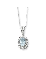 Sterling Silver 18in Blue Topaz and CZ Necklace.