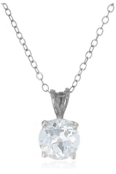 Sterling Silver 8mm Round Gemstone Pendant Necklace, 18"