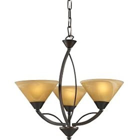 3 Light Chandelier - Beige  Cream