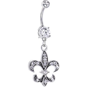 Childrens Toyshop  Jewelry : Crystalline Gem Fleur De Lis Belly Ring