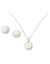 Bella Pearl Halo Cubic Zirconia Jewelry Set