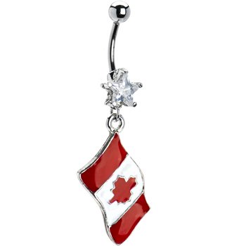 Canada Flag Dangle Belly Ring