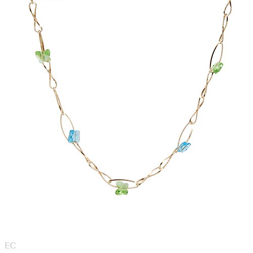 Genuine Big Sur Elegance Product. Glass Beads Gold Plated Silver Necklace. 15.8 grams in weight and 34 inches in length. 100% Satisfaction Guaranteed.