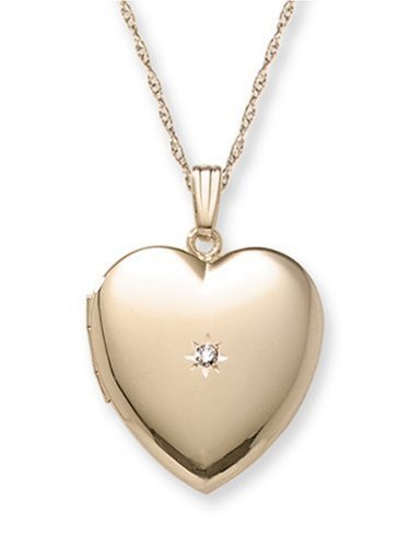14k Gold Filled Diamond-Accent Heart Locket - 20