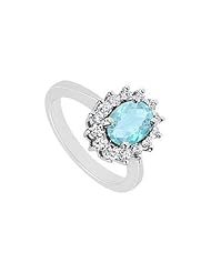Aquamarine and Diamond Ring 14K White Gold - 1.50 CT TGW