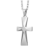 Tungsten Cross Men's Pendant with Stainless Steel Chain
