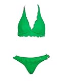 Guess Green Reversible Halter Bikini w/Ruffles XS