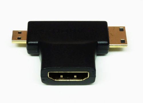 EpicDealz 2 Packs Gold Plated HDMI 2in1 T-Adapter Connector Female To Mini HDMI Male And Micro HDMI Male Converter Adapter