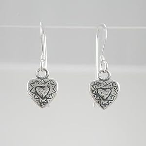 Dainty Dangle Heart Earrings in Sterling Silver, #9220