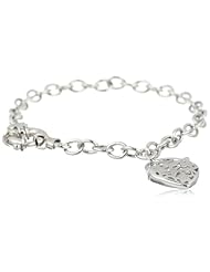 Italian Sterling Silver Rolo with Heart Lock Charm Bracelet, 7.5"