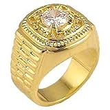 Men's Solitaire Clear Cubic Zirconia Gold Tone Ring, Size: 8-13