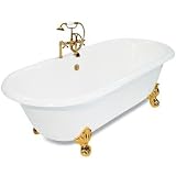 American Bath Factory P1-WC-04 Winston Bathtub Package 04 in White with Polished Brass Ball and Claw